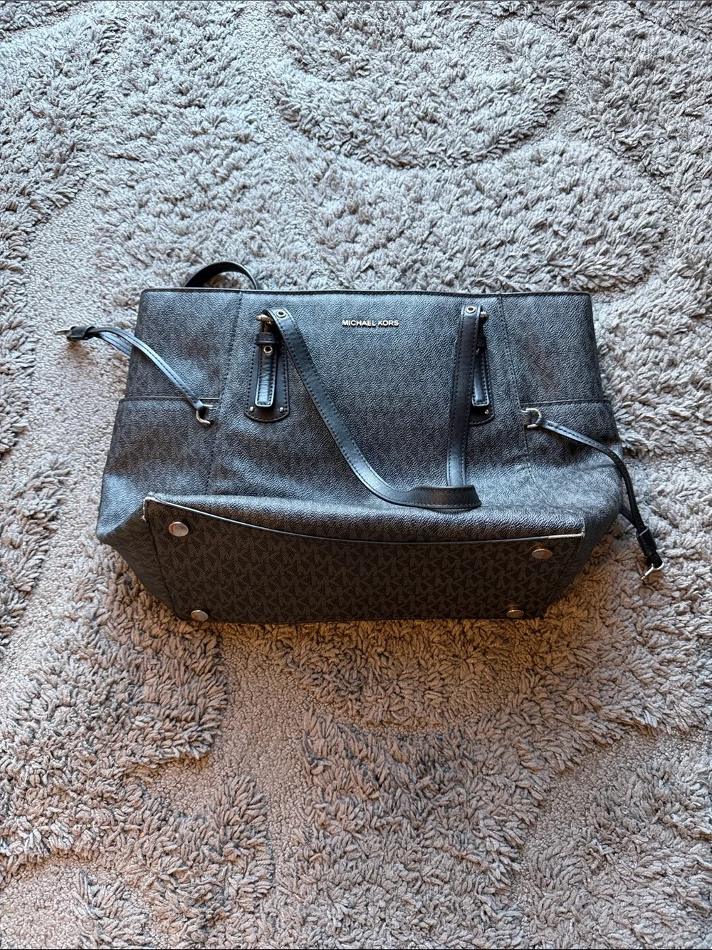 Michael Kors Charcoal Logo Tote with Dual Straps